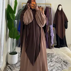 BROWN set with The jersey khimar