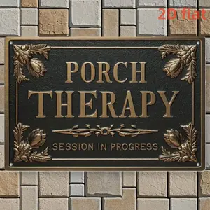 Vintage Porch Therapy Sign, 1 Count Metal Sign, Vintage Plaque Decor, Wall Art for Home Living Room Bedroom Decor, Home Decor, Room Decor, No Electricity Required