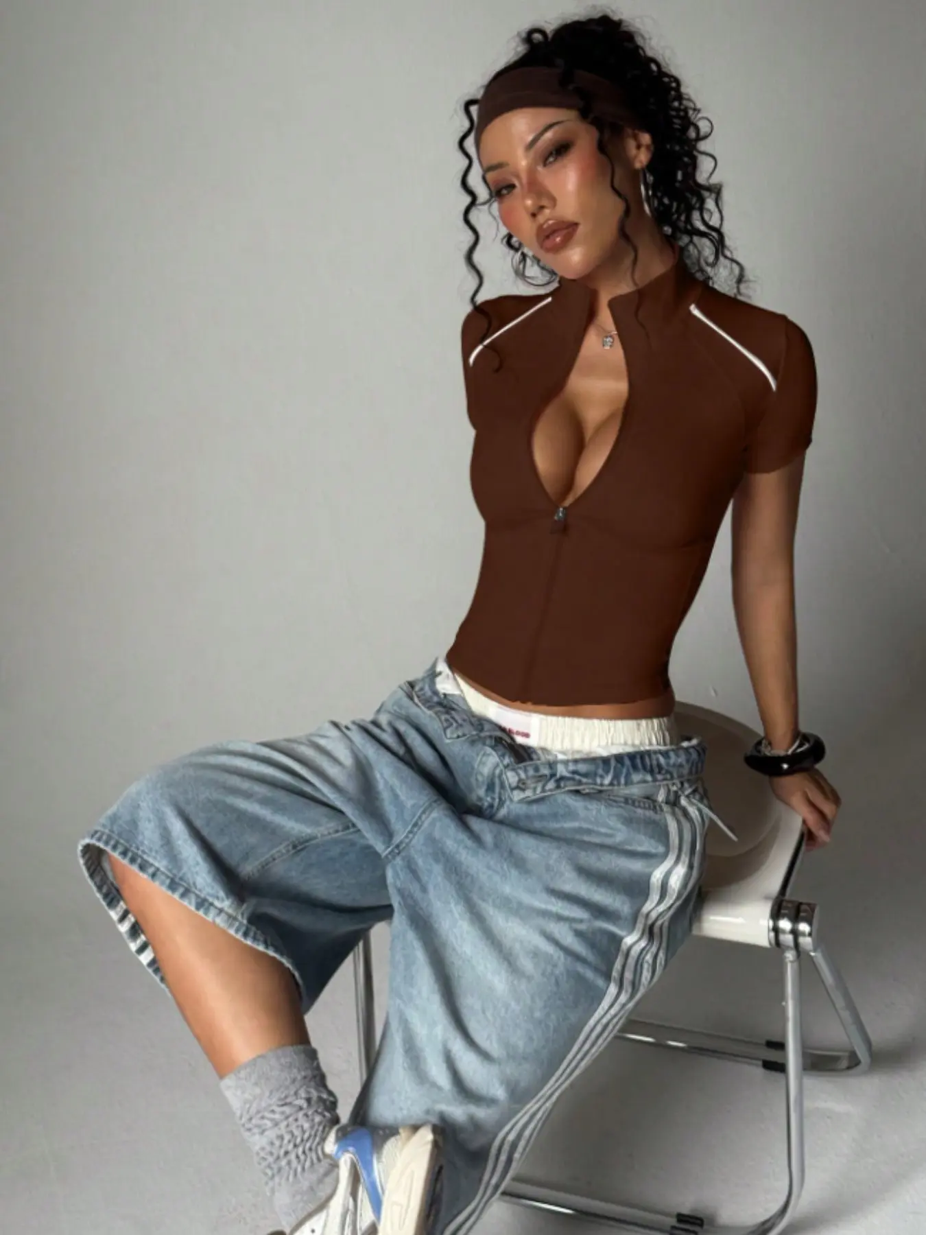 Summer Women's Comfortable Versatile Elastic Shaping Patchwork Sexy Zipper Front Open Daily Commute Date Essential Casual Short Sleeve Yoga Sporty Jacket Casual Sportswear Zippered Sports Jacket