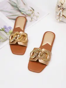 Chain Buckle Luxury Women's Sandals, Summer Versatile Flat Shoes, Perfect for Vacation and Commute, High-End Style