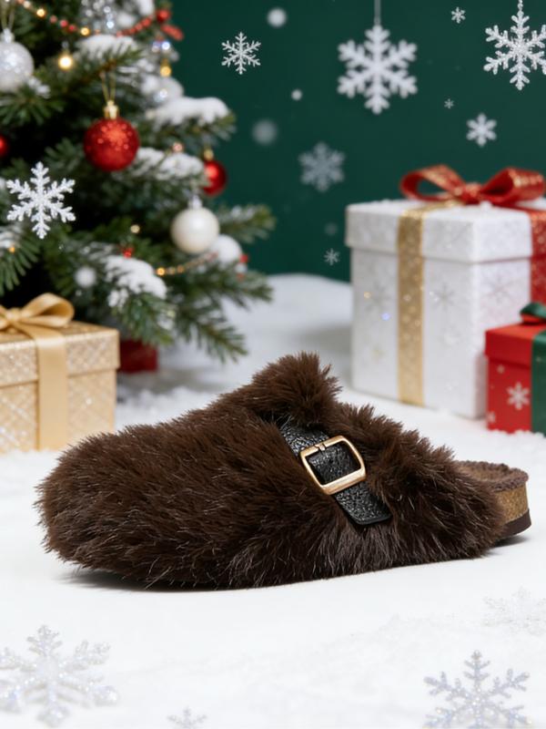 Women Men High-Quality Faux Fur Slippers, Anti-Slip Warm Outdoor Shoes, Casual Fashion Winter Boots, Perfect Gift Choice