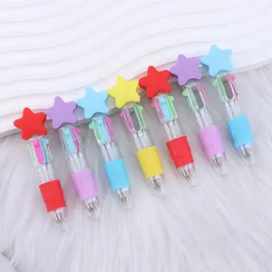 Five-Point Star Four Color Ballpoint Pens, Mini Design, Retractable, Ideal for Care Products and Basic Writing Tools, Beautiful Stationery