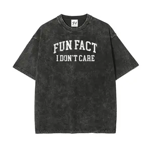 Fun Fact I Don't Care Funny Shirt, Sarcastic Cotton T Shirt, Soft Washed Vintage T-Shirt, Unisex Washed T-Shirt, Crewneck Short Sleeve Tops Summer