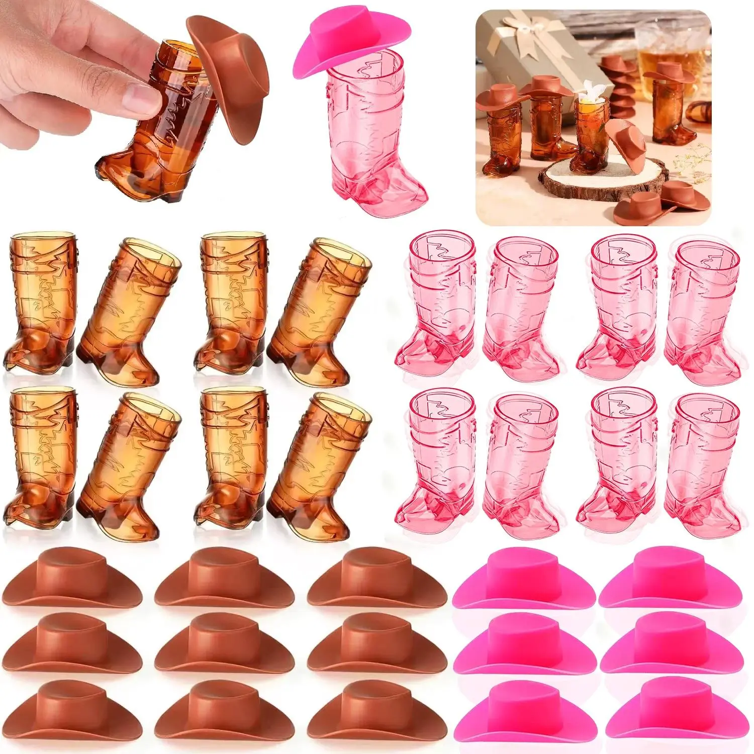 20 PCS Plastic Mini Cowboy Boot Shot Drinking Glasses - Reliable and Safe Material, Sturdy in Structure, Easy to Store Classic Novelty Stress Relief Toys for Adults, Western Party Supplies