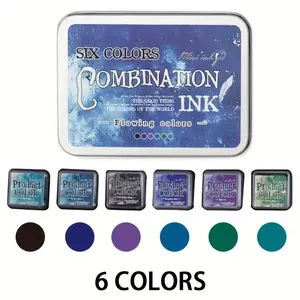 Set of 6 Pieces Handmade Ink Pads Set, Vintage Flowing Ink Series, Durable PP Material, Vibrant Colors, Watercolor Painting Supplies, Scrapbooking