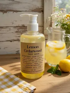 Lemon Lavender Cedarwood Hand Soap | Natural Liquid Hand Soap | Moisturizing Citrus Herbal Soap | Gentle Everyday Hand Wash