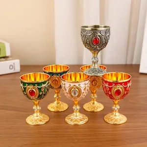 Metal Gemstone Highball Wine Glass, Classic Striped Design, Ideal for Wine Beer Wine, Kitchen Barware, Holiday Wedding Decorations