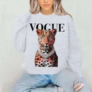UrbanHalo - Vogue leopard Crewneck Sweatshirt Gildan Everyday Style Super Soft Unisex Fit Streetwear Graphic Top warm Womenswear Casual Printed Long Sleeved