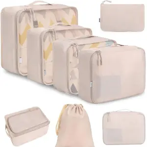 8 Set Packing Cubes Luggage Packing Organizers for Travel Accessories-Cream