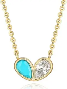 Fettero Gold Heart Necklace for Women  Gold Plated Dainty Crystal Cubic Zircon Handmade Heart Love Necklace Jewelry Gift