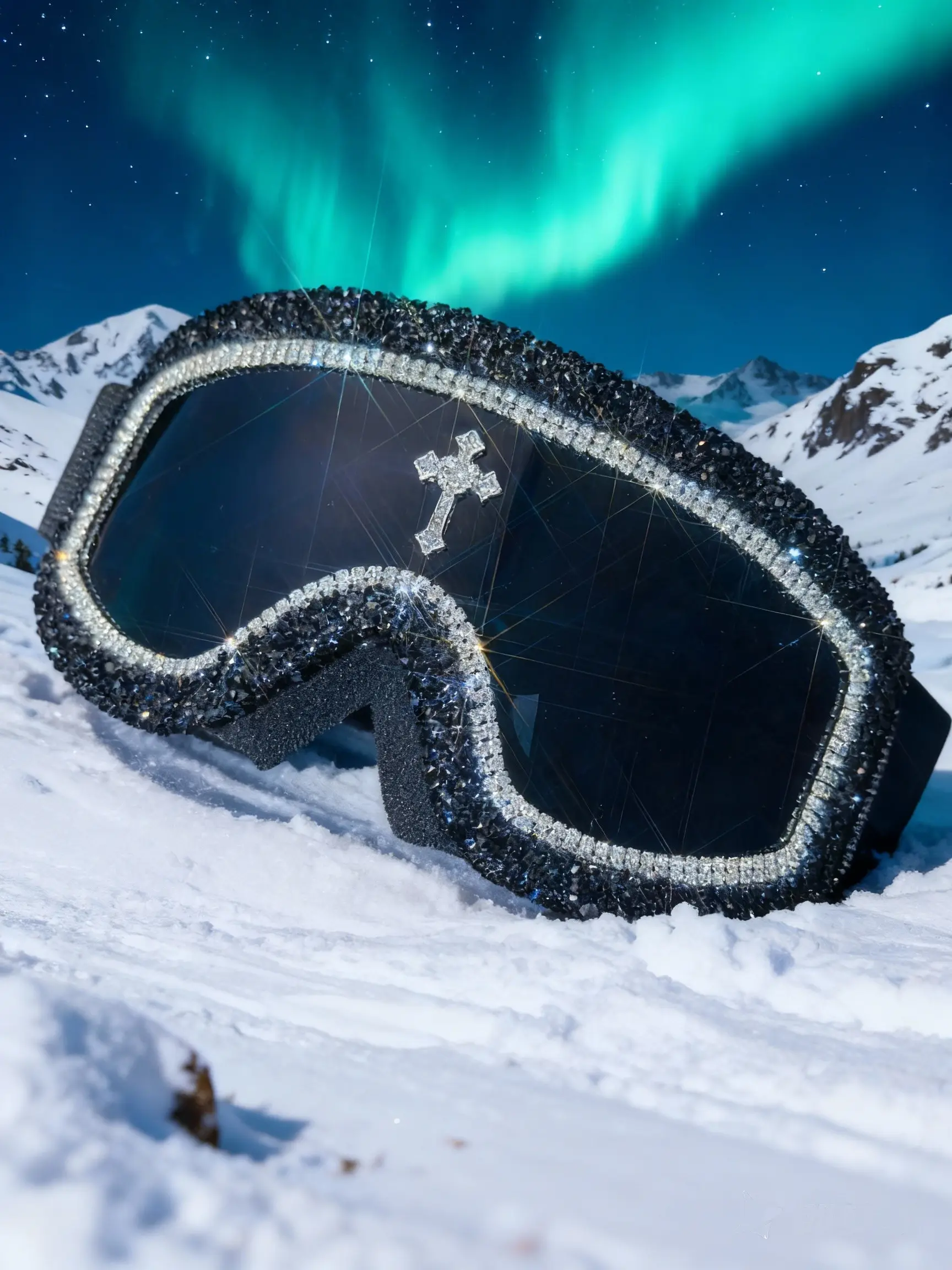 Unisex Fashion Ski Goggles with Rhinestone Cross Decoration, PC