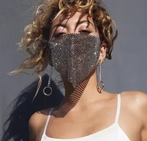Sonya Rhinestone Chain Face Mask (accessory only, non-protective, non-medical)