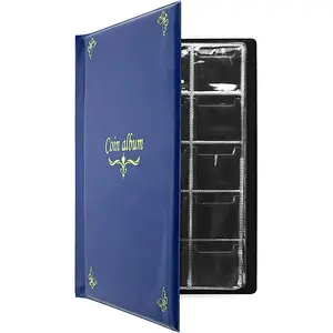 150 Pockets Coin Album, Penny Collecting Book, Souvenir Coins Collection Holder, Ideal for Pressed Pennies Passport, Hobby Coin Collector, Money Specie Display Storage Case (English, Blue) 12 months and up