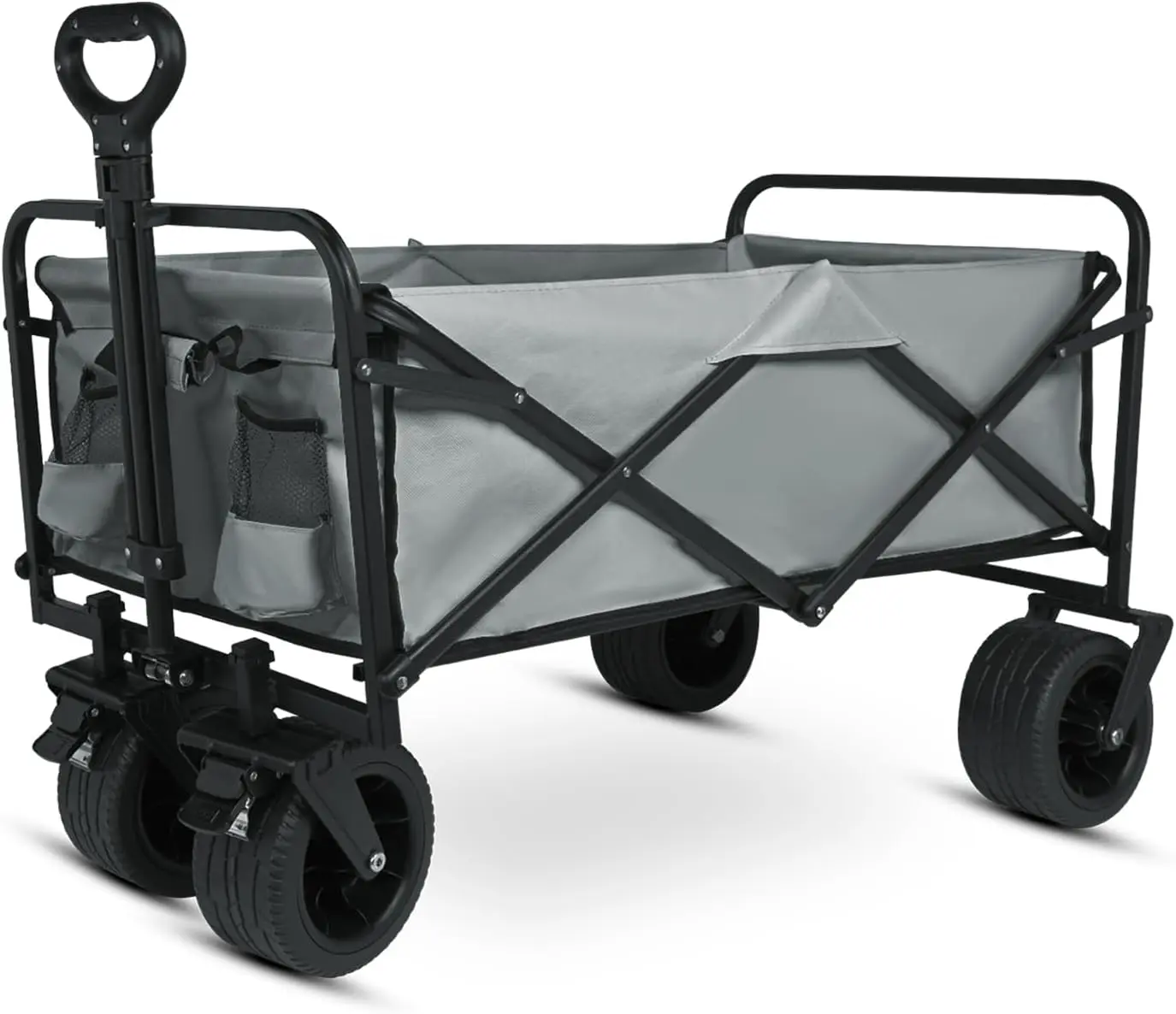 Yesker Foldable Trolley - 300lbs Collapsible Folding 4-Wheel Trolley with All-Terrain Wheels, Heavy-Duty Portable Folding Utility Cart for Outdoor Camping, Gardening (Gray), All-Terrain Wheels Trollies, Collapsible Folding Trollies