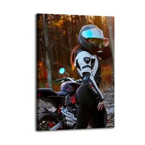 Motorbikes Poster Biker Lady Poster Decorative Painting Canvas Wall Art Picture Print Modern Family Bedroom Decor