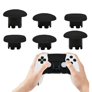 6-in-1 Interchangeable Thumbstick Caps for PS5 DualSense Edge Controller, Swappable Thumbsticks Replacement, Joysticks Parts (Black)