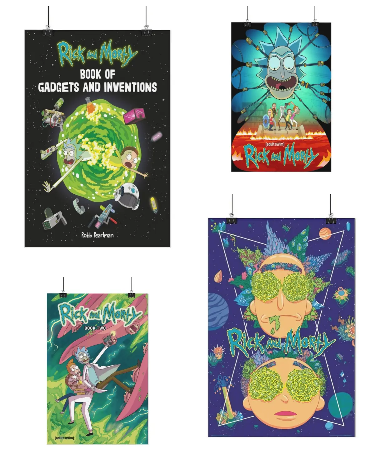 Rick and Morty Poster Bundle - 4 Unique Trippy Cosmic Designs, Crisp HD Prints, Home Decor for Gaming Rooms, Collector Gift for Adult Swim Fans