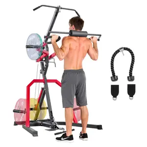 VEVOR Home Gym Equipment, Leverage Gym with 2:1 Ratio LAT Low Row System, Strength Training Machine for Squats Deadlifts Bench Press Bicep Curls, Home Gym Machine, Adjustable Full Body Workout Statio