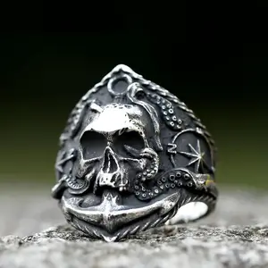 New 316L Stainless Steel Rings Skulll Ring Motorcycle Band Biker Men Women Party Compass Jewelry For Gift