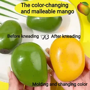 1 piece / 2 pieces of creative color-changing mango squeezable toy. It is a realistic color-changing fruit slow-bouncing fluid ball for release and stress relief. It is suitable as a gift for friends on holidays or birthdays, a stress relief gadget.