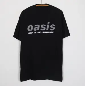 Oasis Band Tee 1995 Whats The Story Morning Glory Album Black Unisex Cotton T-Shirt