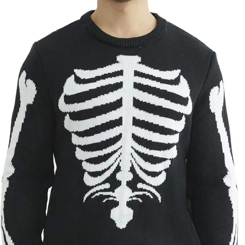 Men's Ugly Christmas Sweater Holiday Party Knitted Pullover SkullXmas Sweater
