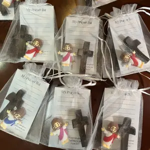 20 Pack Mini Jesus Figurine with Cross, Inspirational Prayer Card “My Lord, My God, My Savior” – Perfect Christian Easter Gifts & Religious Souvenirs for Bulk Gifting