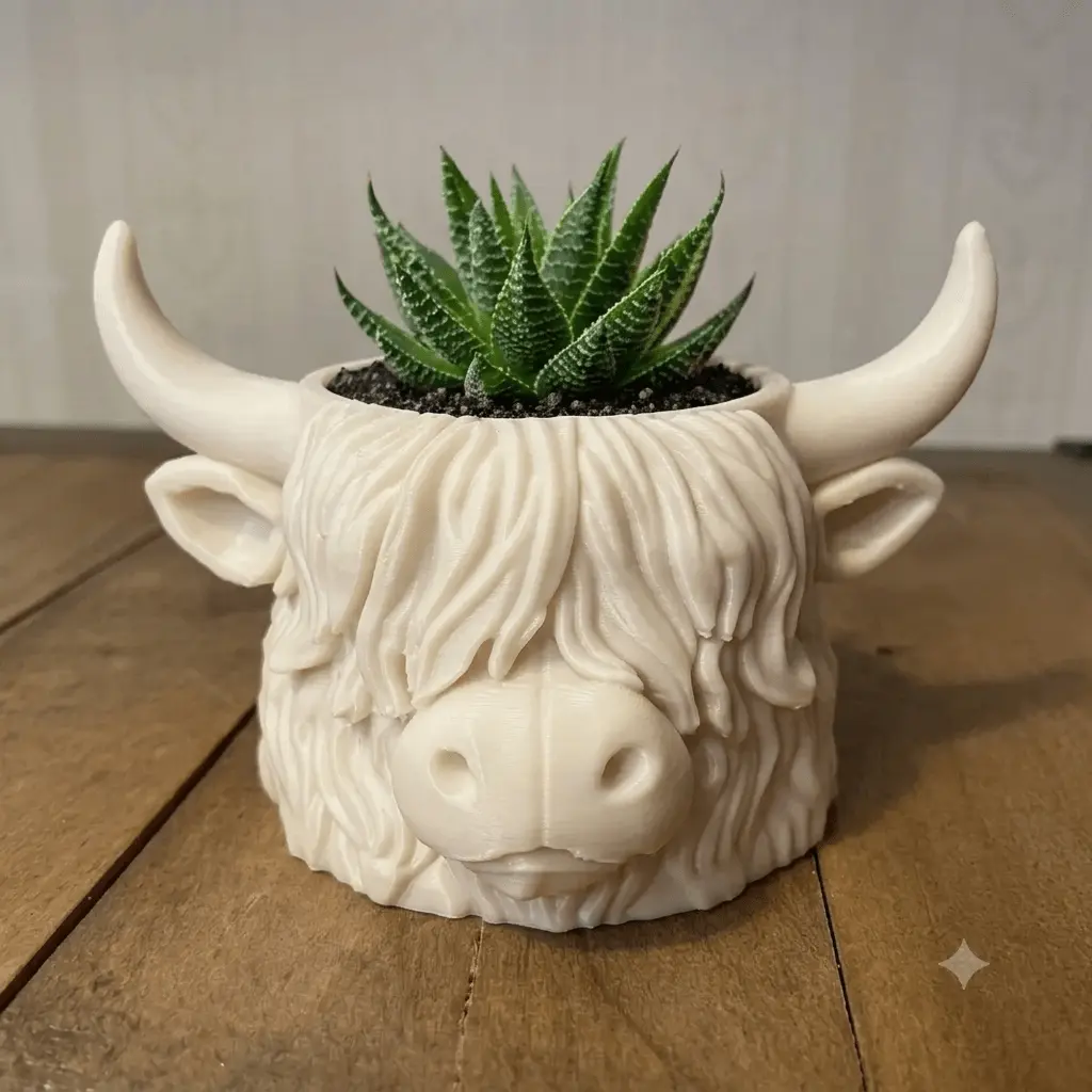 Cute Highland Cow Mini Planter Cattle Succulent Pot Flowerpot Small Indoor Plant Holder Desk and Window Decor Gift for Plant Lovers
