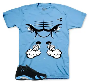 Retro 14 University Blue AJ14 Raging Face Graphic Tee - Trending Streetwear Meme Design for Sneaker Fans