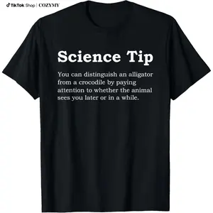 Science Humor "Science Tip" Alligator vs Crocodile Pun Graphic Tee