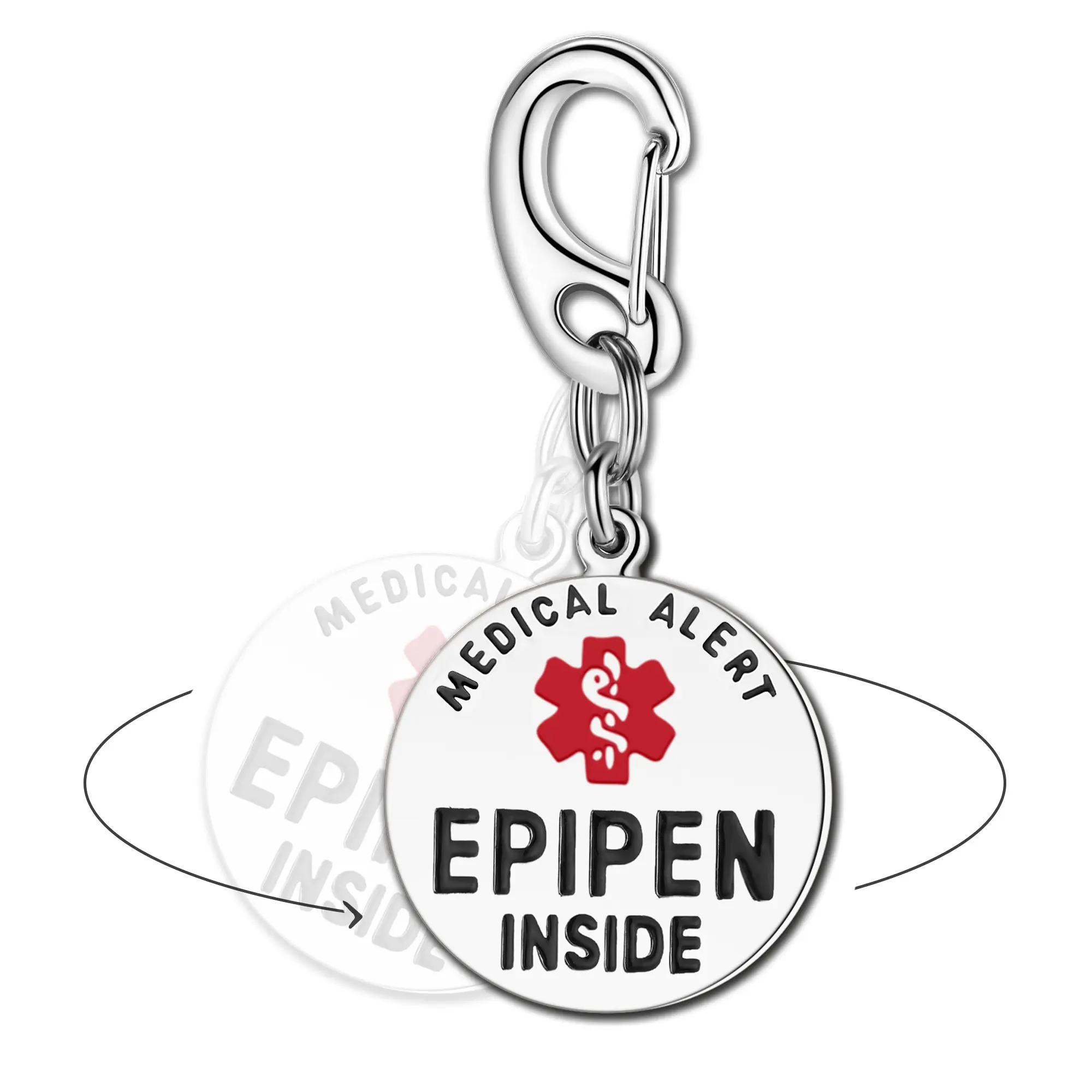Divoti EpiPen Inside Bag Tag | Pre-Engraved, Dual-Sided & Bold Lettering - Stainless Steel & Heavy-Duty Construction - Medical Alert ID Tag for Emergency -Custom Engraving