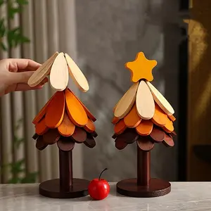 5 Piece Christmas Star Apple Tree Coasters Hot Dishes Anti Scald Table Mats Foldable Tree Shaped Coasters with Stand Storage Set Indoor Decoration Christmas Gifts High Quality Durable