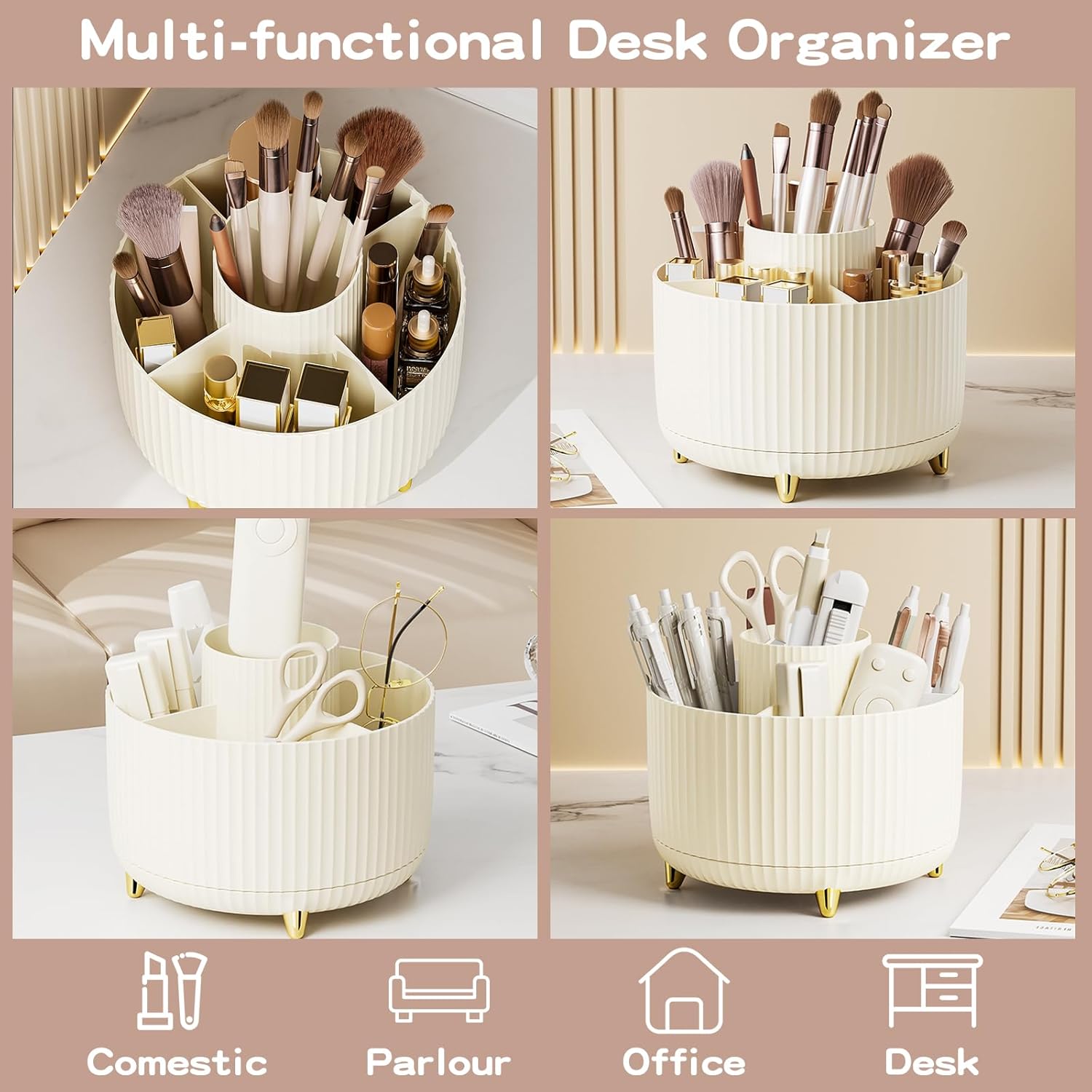 360 Degree Rotating Desktop Organizer,Makeup Brushes,Pencils,Desktop Stationery Storage Rotating Rack,Premium Plastic Organizer For Office,School And Home