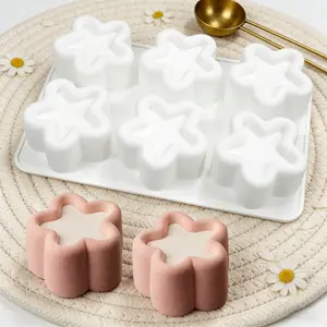 Aesthetic Star-Shaped Silicone Mousse Mold ☁️ 6-Cavity Easy-Release Dessert Pan for DIY French Pastries, Starry Night Decor & Professional Baking Tools Silicone Molds