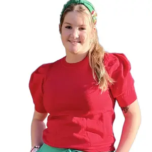 Lady in Red, Puff Sleeve Top