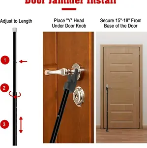 SECURITYMAN 1 Door & Sliding Patio Door Security Bar - Heavy Duty Iron Construction Door Stoppers - Black