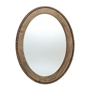LuxenHome Cameo Wood Framed 32-Inch Oval Wall Mirror