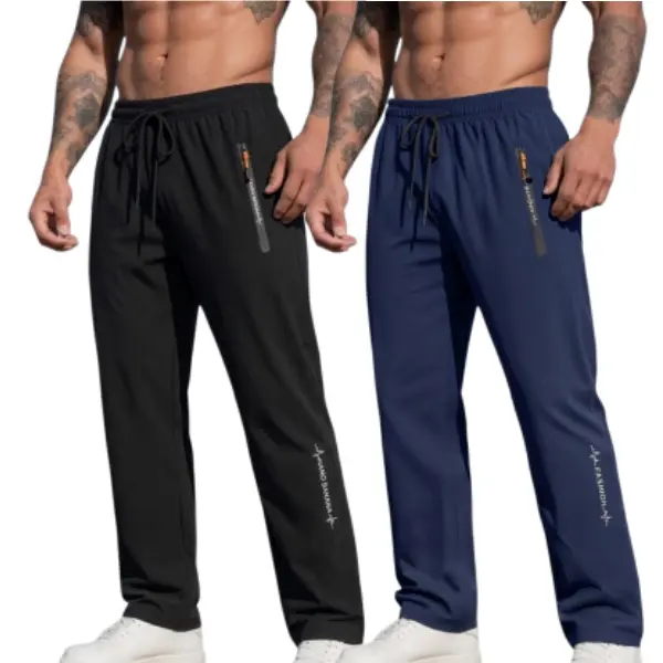 2-pack men’s sports casual pants: jogging athletic long pants, everyday casual pants, breathable and comfortable pants suitable for outdoor activities High Waist Drawstring Sweatpants Tracksuit