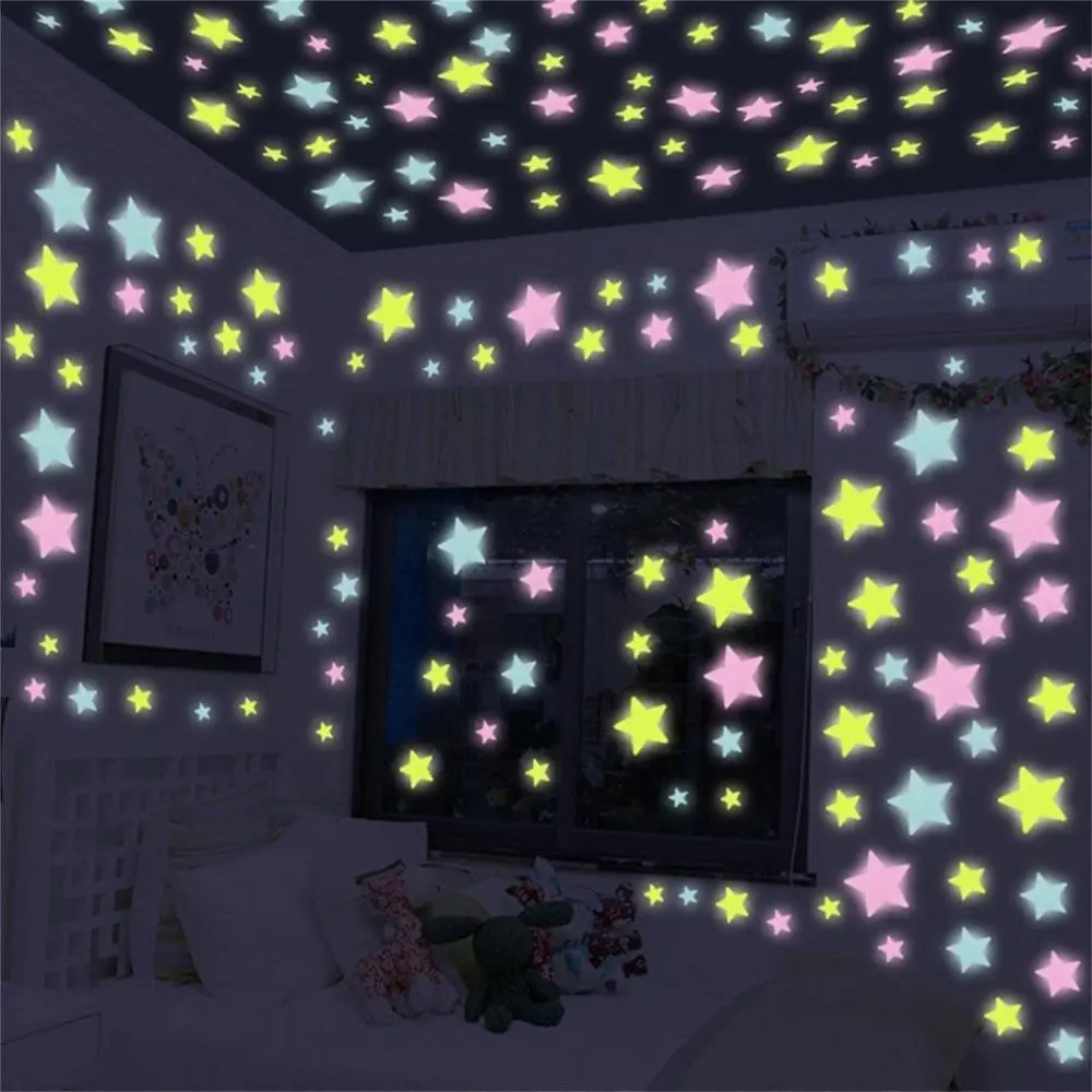 2Pcs Starry Glow-in-the-Dark Luminous Plastic Decorative Wall Stickers - Easy-Remove, Universal Room Decor for Kids' Bedroom Home Art