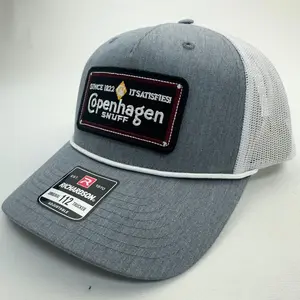 Dipping Snuff Patch Richardson 112 Trucker Mesh Snapback Cap Hat Gray & White