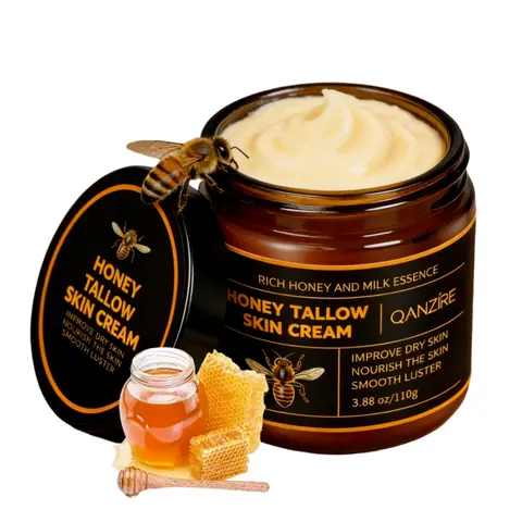 Honey Tallow Skin Cream, Organic Grass-Fed Tallow And Original Honey Facial And Body Moisturizing Cream, Long-Lasting Moisturizing Cream For Radiant Body Care, Deeply Nourishing Dry Skin, Suitable For Daily Skin Care Products.