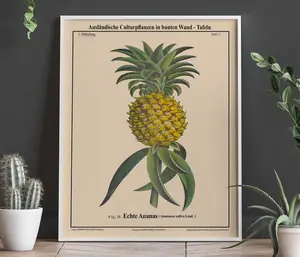 Pineapple Botanical Art Pineapple Decor Pineapple Wall Art. Unique Decor and Gift Idea. Living Room Prints, Home Decor, Poster No Frame Ornaments Decoration
