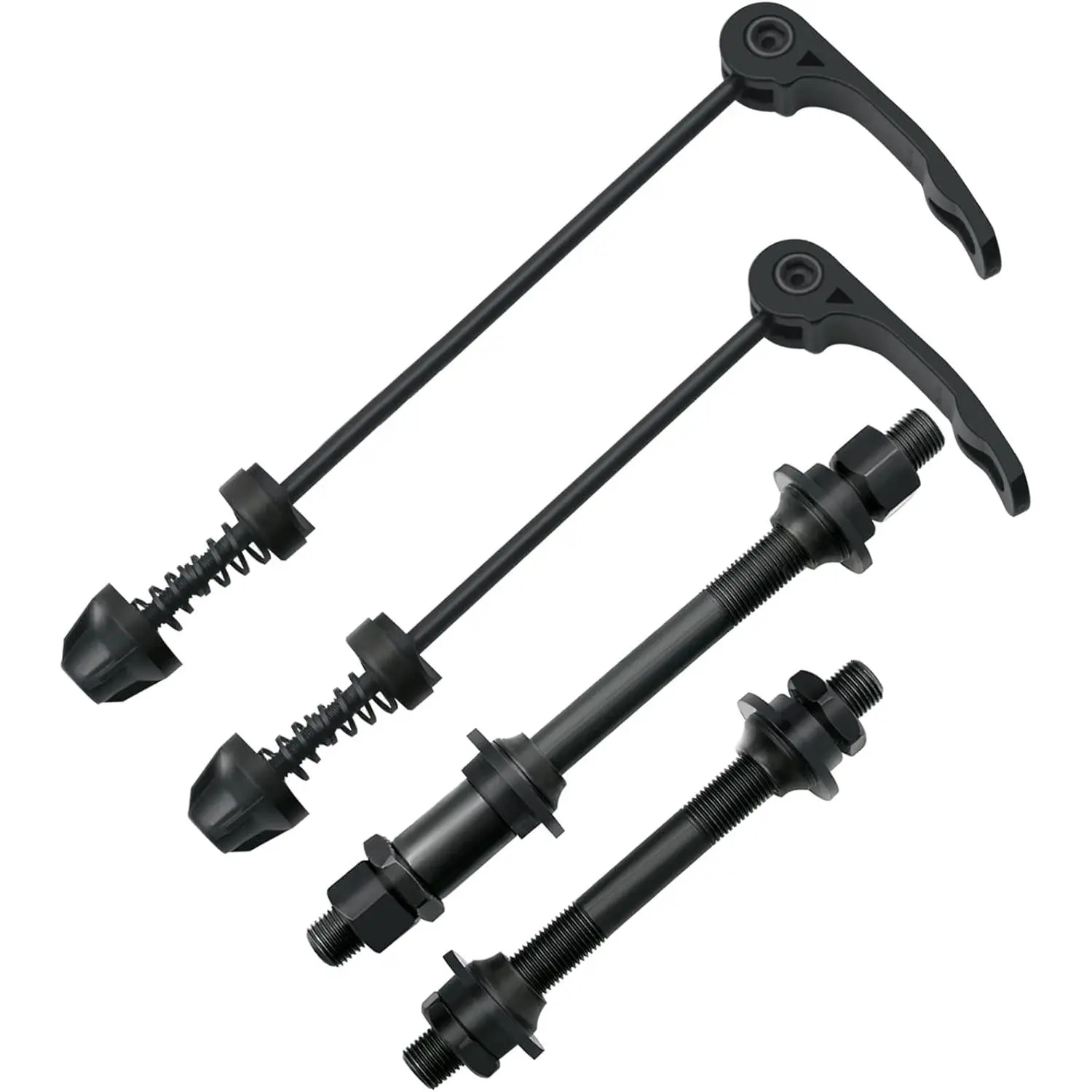 Bicycle Quick Release Set, Carbon Steel Hollow Axle Skewers for Front and Rear Hubs, Fits 6-8 Speed Road & Mountain Bikes, Durable Bike Accessory