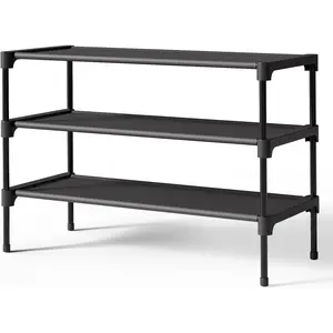 Deal - Premium Non-Woven Shoe Rack Shelf, Shoe Organizer for Closet, Entryway, Garage & Corridor, Sturdy & Durable Long Shoe Shelves,Medium,Black.