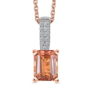 Luxuriant Premium Blush Tourmaline and Lab Grown Diamond 1.85 ctw Crownlight Pendant Necklace 20 Inches in 10K White and Rose Gold Christmas Gifts