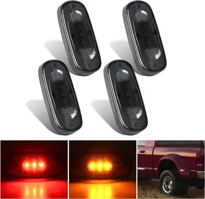 Nilight Wheel Fender Side Marker Lights 4 PCS 3 LED Red Amber Front Rear Clearance Light Plug And Play Waterproof Smoked Lens Compatible With 2003-2009 Dodge Ram 1500 2500 3500 Super Duty