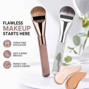 Elegant Dual-Tone Tongue Brush – Premium Synthetic Bristles for Flawless Foundation & Cream Blending – Rose Gold & Silver Finishes for a Luxury Touch makeup brushes set blush fluffy