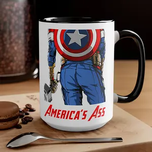 Americas Ass Mug Funny Captain America Coffee Mug Americas Avenger Mug Funny Butt Mug Novelty Humor Ceramic Cup 11oz 15oz