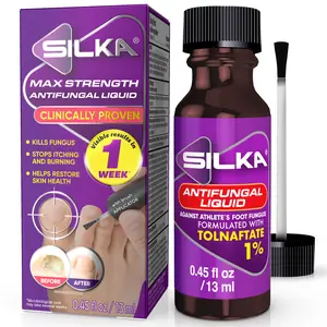 SILKA Max Strength Antifungal Liquid for Toenail Health, Single Pack.  With Brush Applicator, Treatment for Fungus, Solution for Ringworm & Athlete’s Foot, Restores Appearance of Discolored Nail, Tolnaftate 1%,  0.45 Fl Oz  - 1 Pack