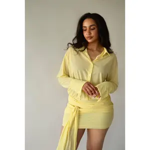 Lemon Glow Wrap Mini Dress